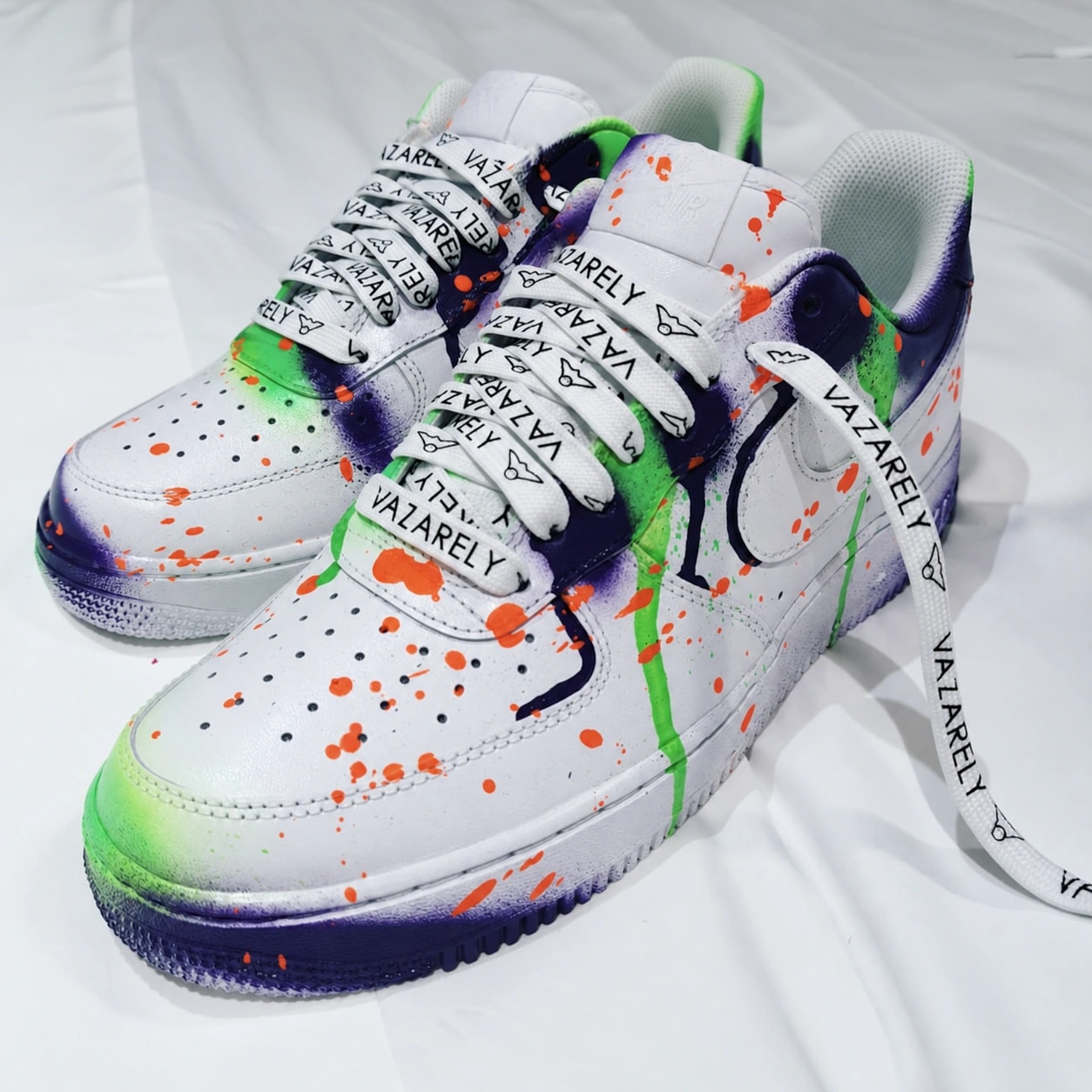 Neon Splatter AF1, hand-painted sneakers by Saiff Vasarhelyi