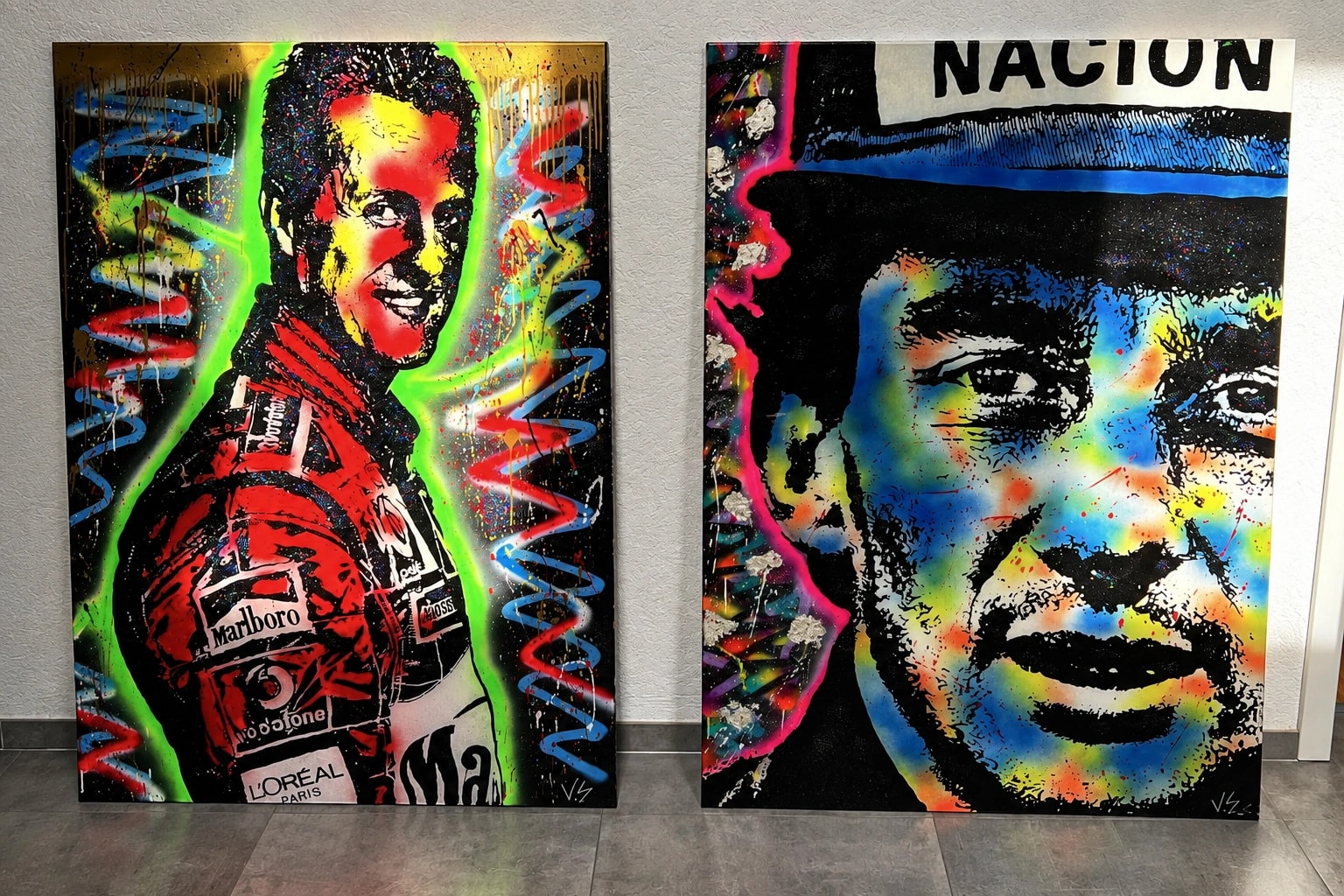 Two hand-painted racing portraits by Saiff Vasarhelyi